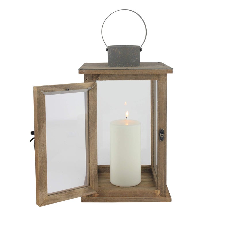 Stonebriar SB-5174B Rustic 12.5" Wooden Candle Lantern, Large, Brown - Image 4